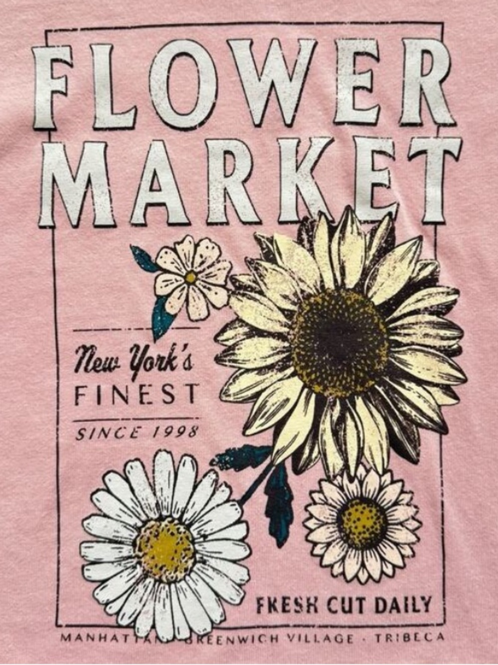 NWT Treasure & Bond Pink Misty Flower Market Graphic Crop T-Shirt Girls L 10-12